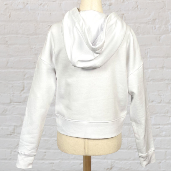 Calvin Klein Cropped Logo Hoodie S White Sweatshirt NWT Athleisure Gift - Picture 2 of 11